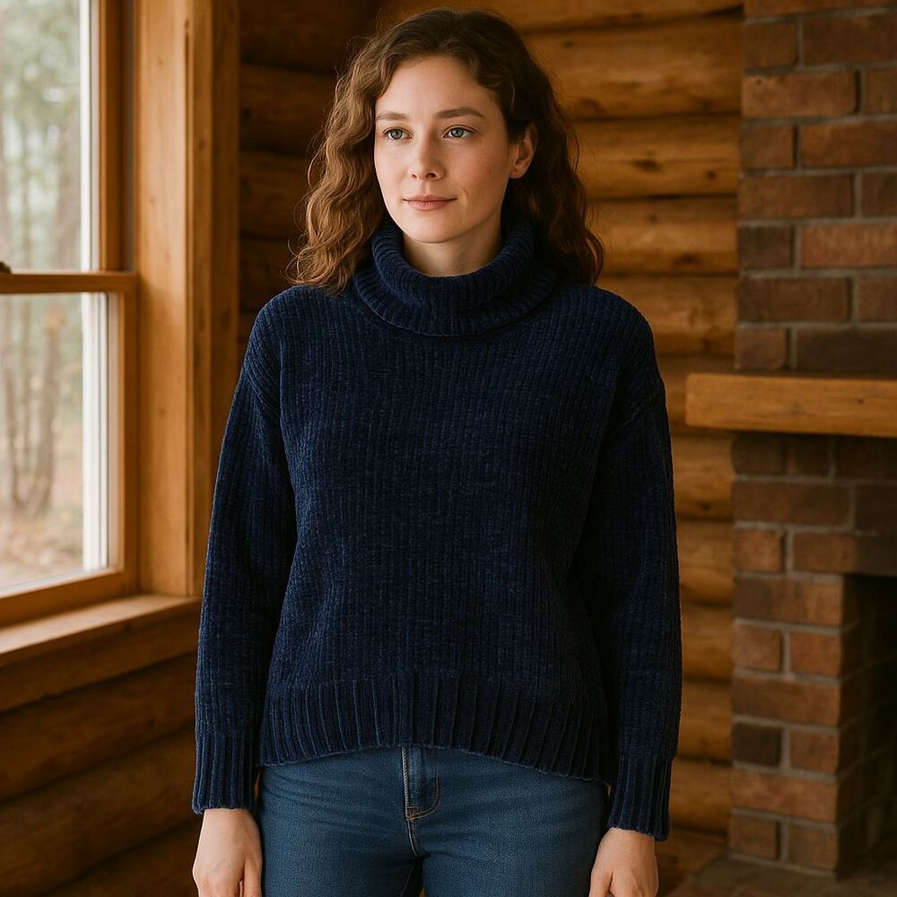 Cynthia Rowley Navy Blue Turtleneck Sweater